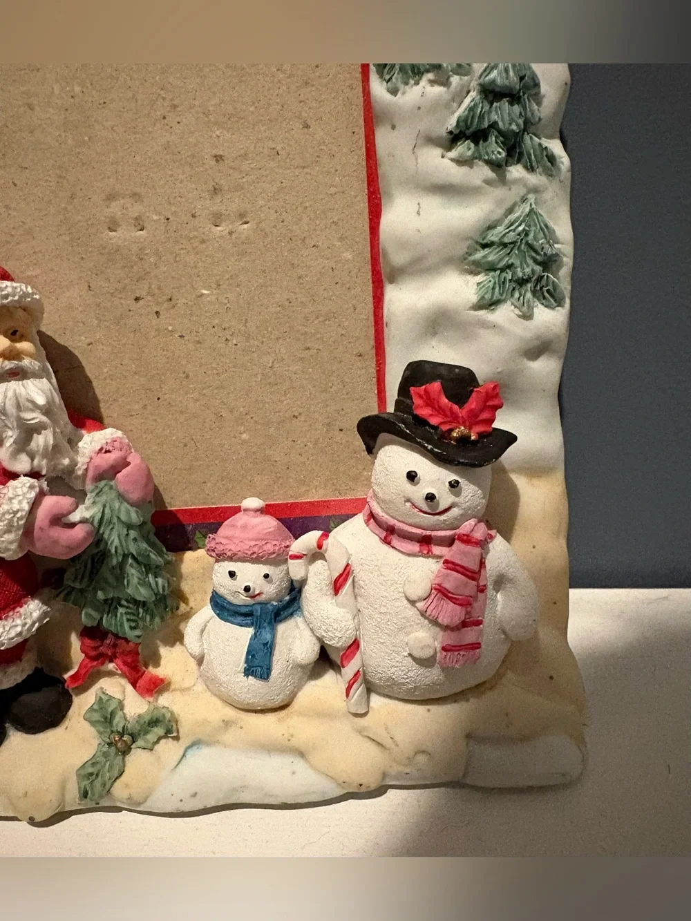 Christmas Picture Frame Porcelain Vertical Santa Snowmen Classic Holiday Decor